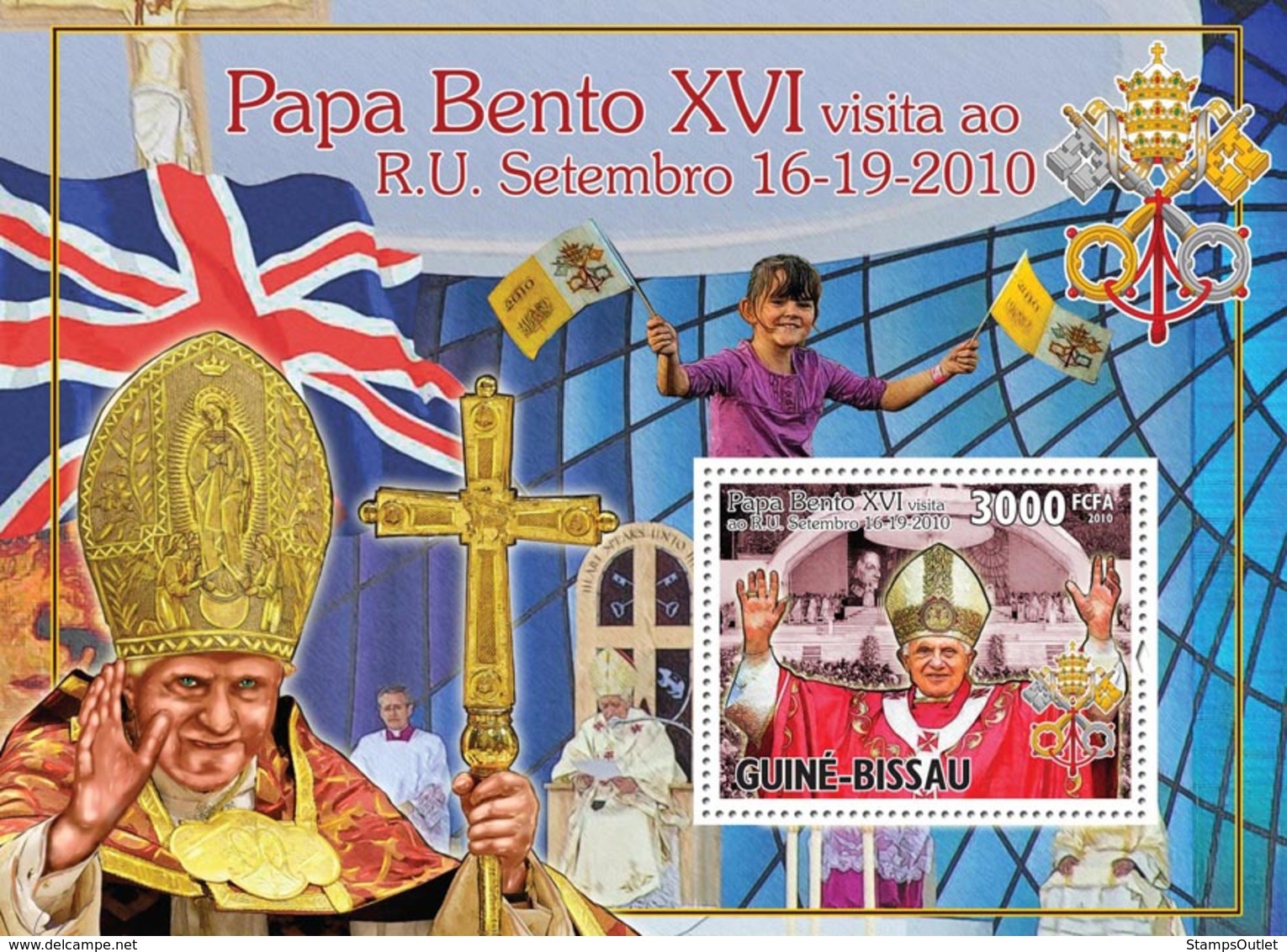 Guinea - Bissau 2010 - Pope Benedict XVI In England S/s Y&T 608, Michel 5209/BL893 - Guinea-Bissau