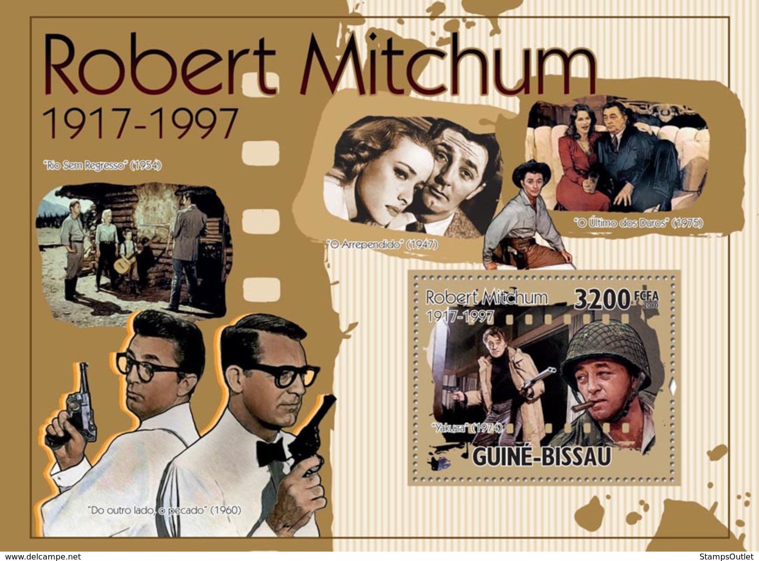Guinea - Bissau 2010 - Actor, Cinema- Robert Michum (1917-1997) S/s Y&T 609, Michel 5199/BL891 - Guinea-Bissau