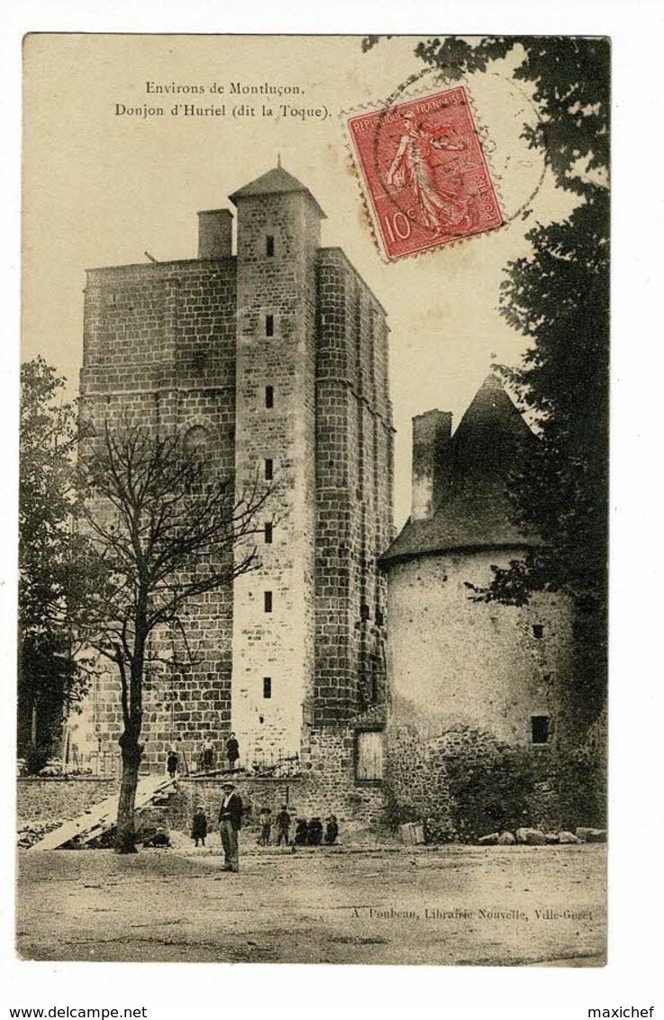 Cachet Boite Rurale Carré B - Postée à Domérat En 1904 Sur CP De Montluçon, Donjon Huriel, Dit La Toque - Altri & Non Classificati