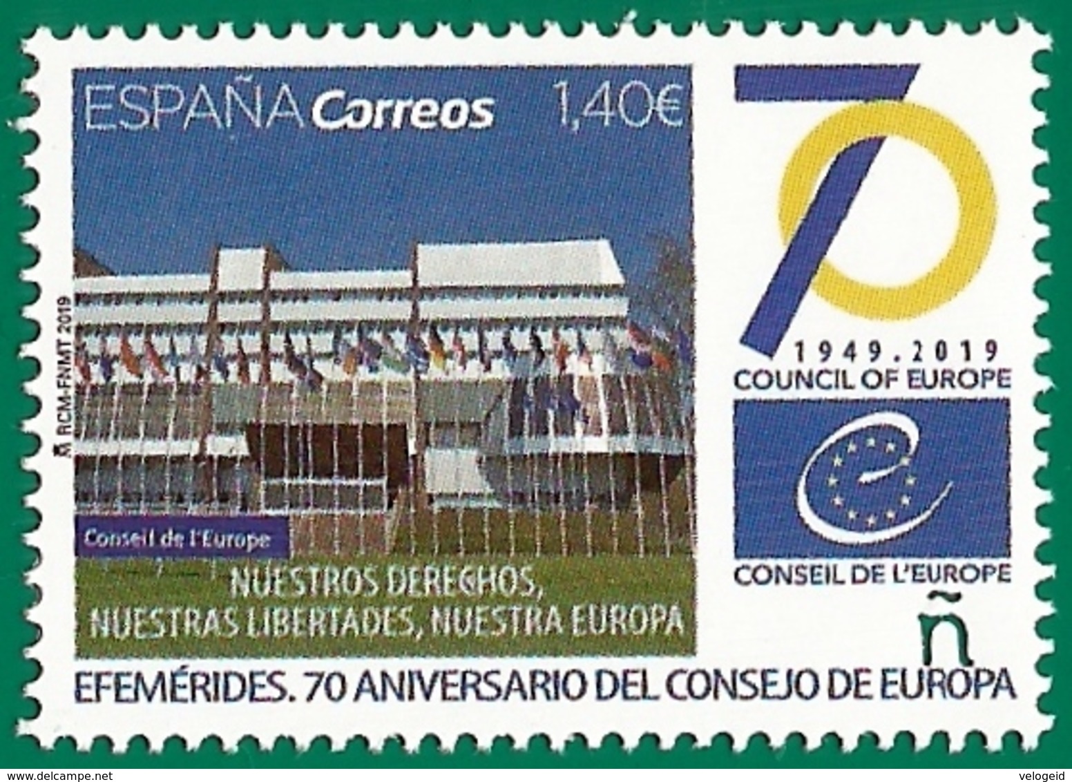 España. Spain. 2019. Efemérides. 70 Aniversario Consejo De Europa - Nuevos