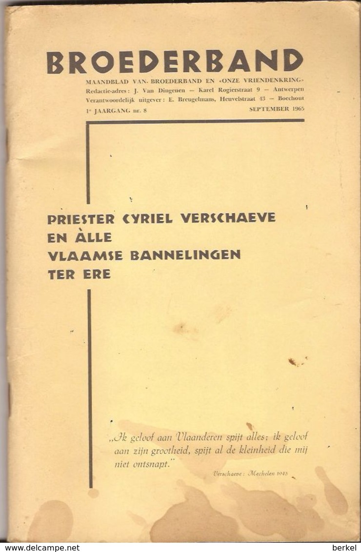 BROEDERBAND CYRIEL VERSCHAEVE Handlanger SS? 1965 80 Blz Solbad-Hall Begraven - Oorlog 1939-45