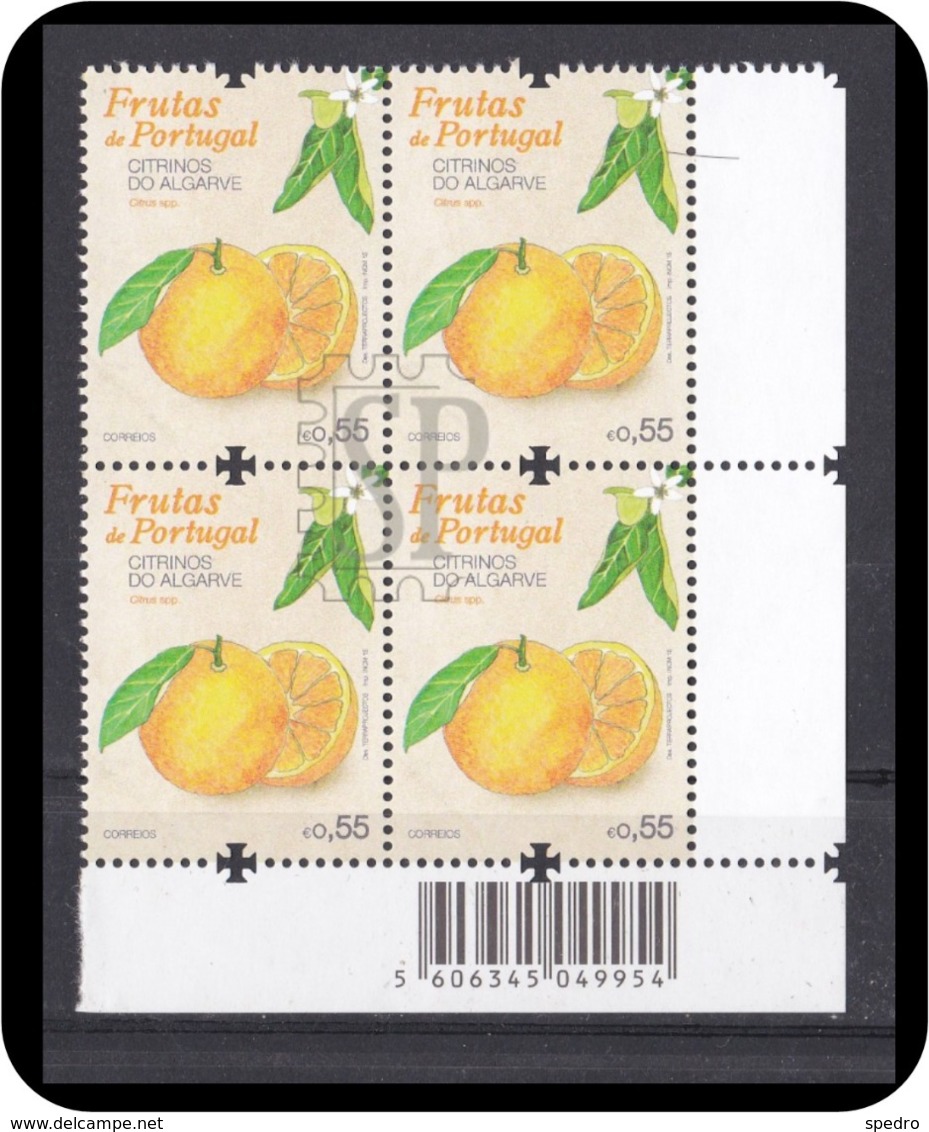 Portugal 2015 Frutas Algarve Laranja Laranjeira Orange Naranja Tree Flora Fruits Flore Oranje Quadra Corner Sheet Code - Feuilles Complètes Et Multiples