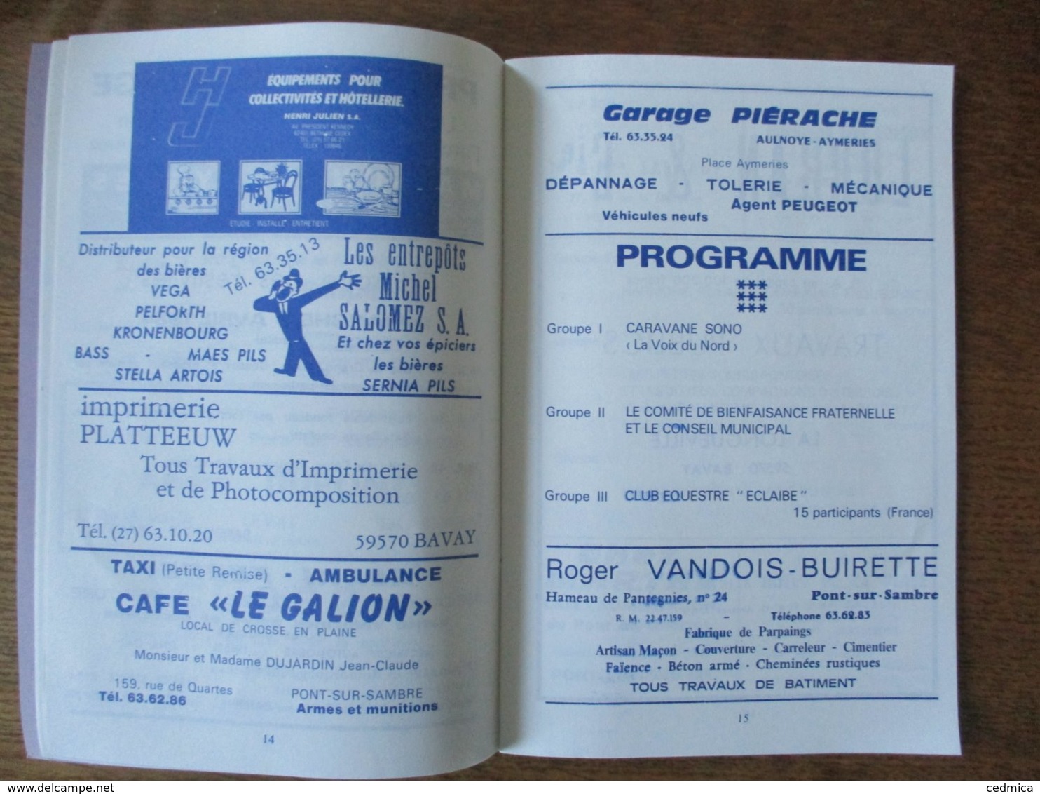 PONT-SUR-SAMBRE DIMANCHE 8 AVRIL 1984 MI-CAREME 84 PROGRAMME - Programme