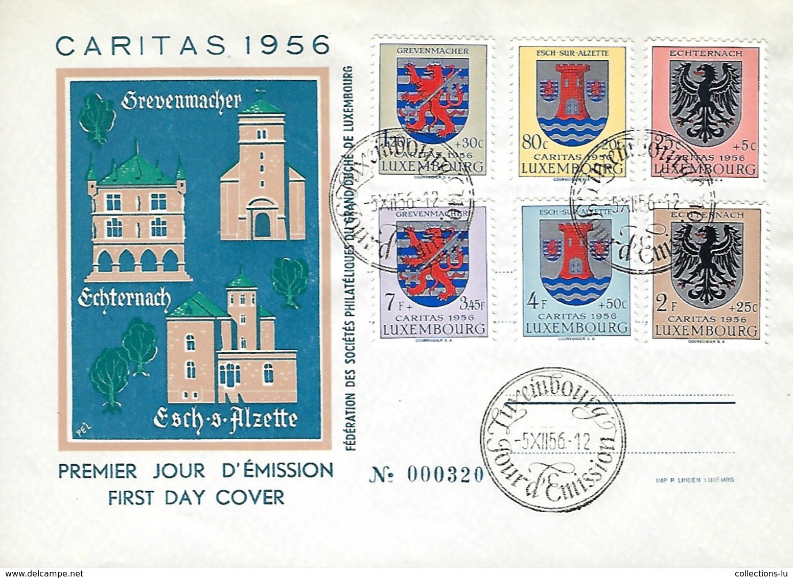 Luxembourg  -  FDC    5.12.1956   Caritas 1956 - FDC