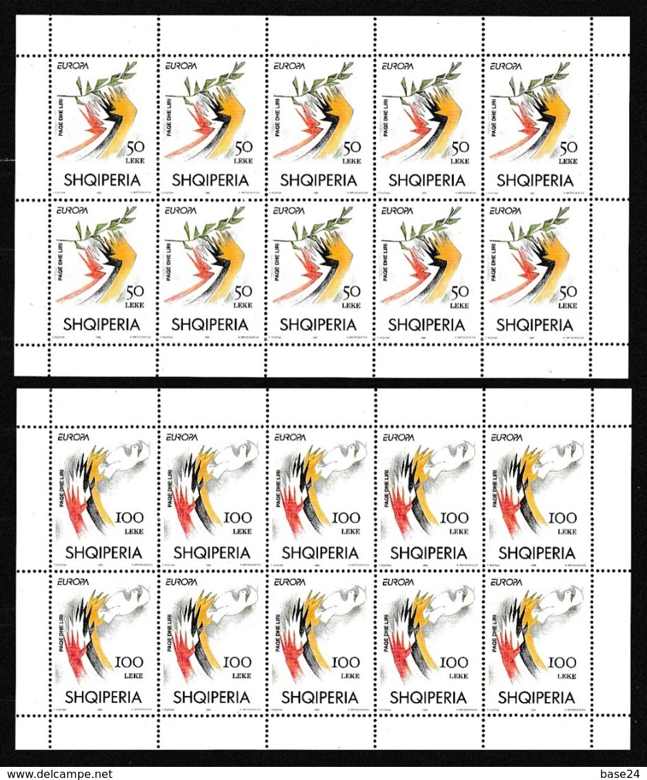 1995 Albania EUROPA CEPT EUROPE SHQIPERIA 10 Serie Di 2v. In 2 Minifogli MNH** 2 Minisheets - 1995