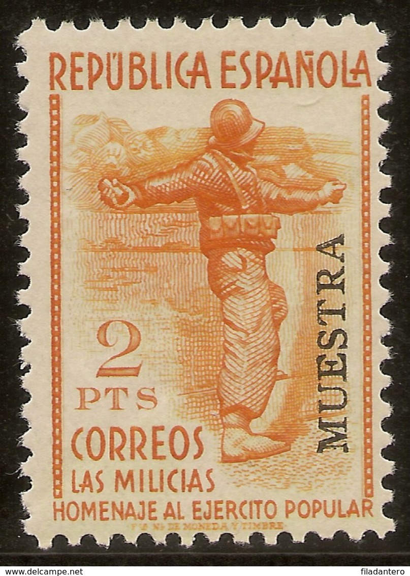 España Edifil Especializado 798m** Mnh  MUESTRA  Milicias  1938  NL1598 - Unused Stamps