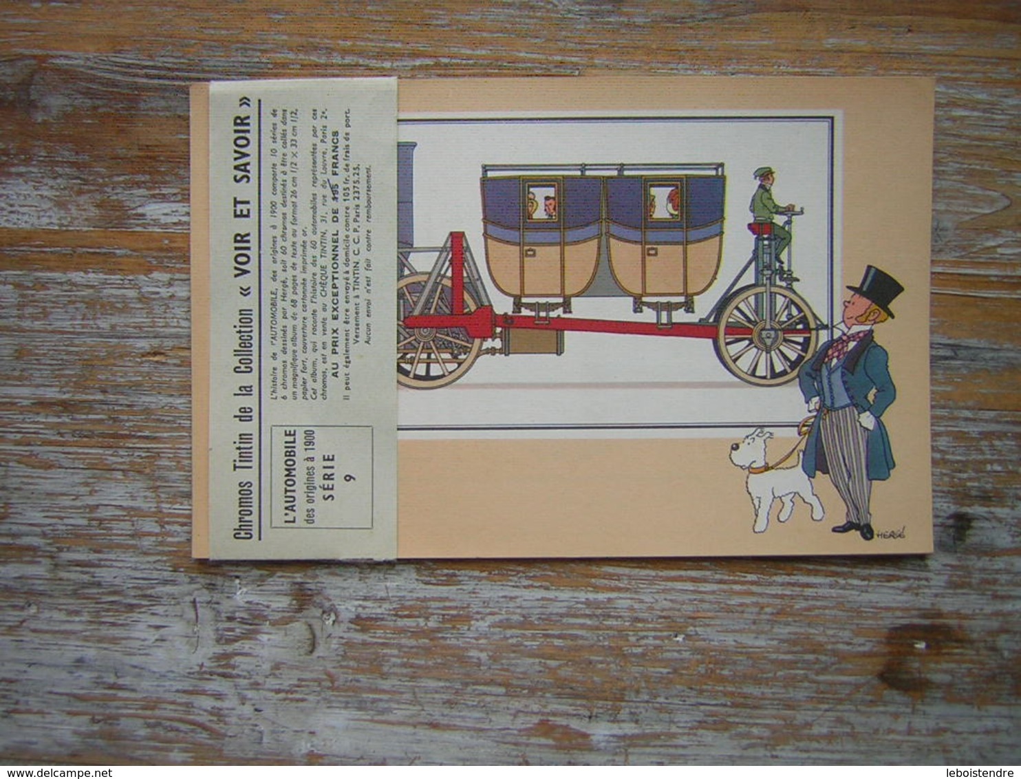 LOT DE 6 CHROMOS TINTIN DE LA COLLECTION VOIR ET SAVOIR L'AUTOMOBILE DES ORIGINE A 1900 SERIE 9 AVEC LA BANDE - Chromos