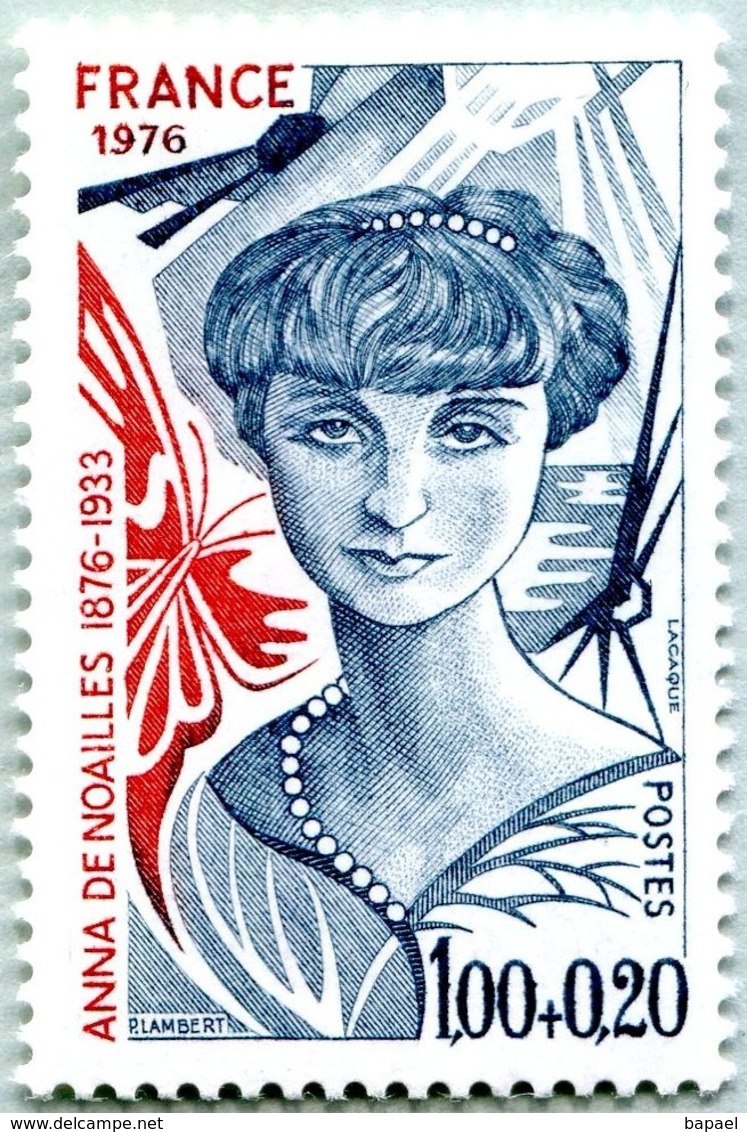 N° Yvert & Tellier 1898 - Timbre De France (Année 1976) - MNH - Personnage Célèbre - Anna De Noailles - Neufs