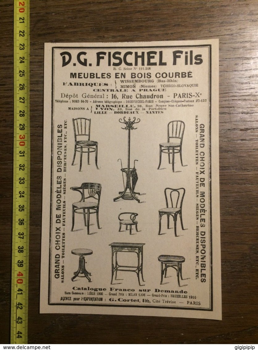 1924 PUBLICITE MEUBLES FISCHEL FILS WISSEMBOURG MIMON - Collections