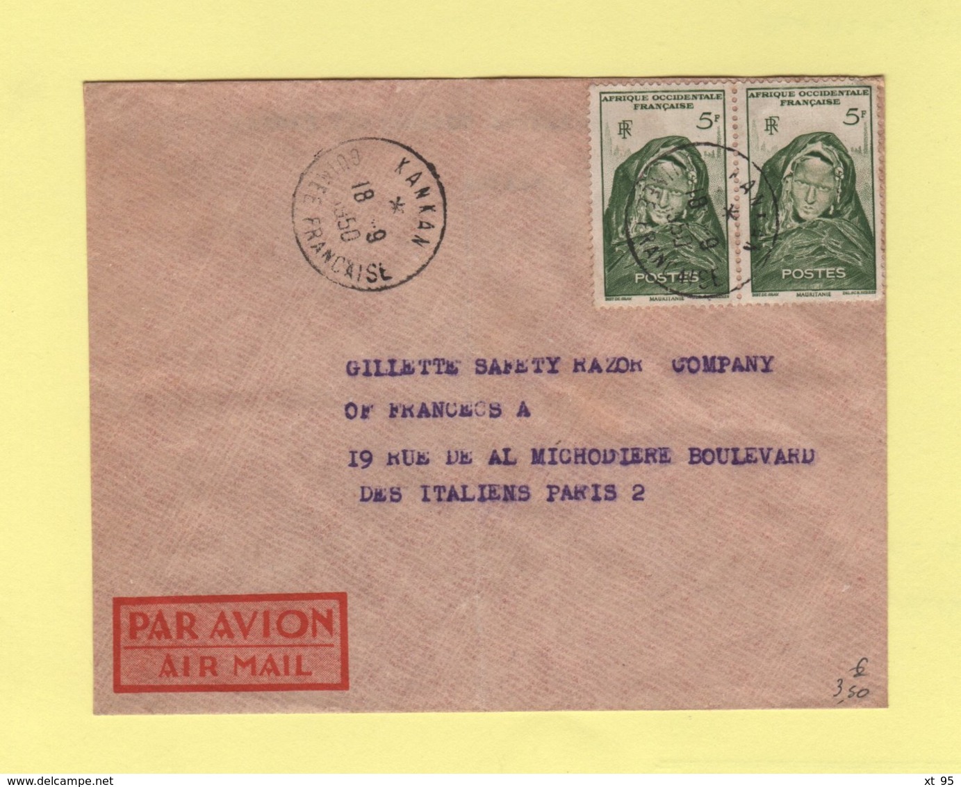 Guinee Francaise - Kankan - 18-9-1950 - Par Avion Destination France - Covers & Documents
