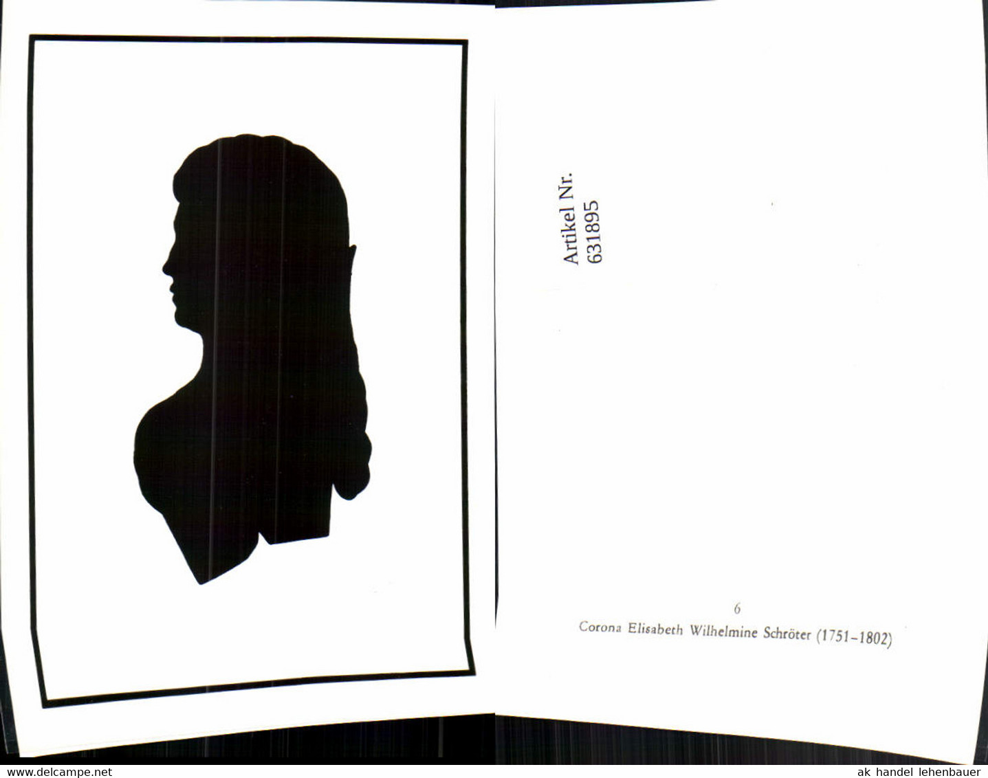 631895,Silhouette Scherenschnitt Corona Elisabeth Wilhelmine Schr&ouml;ter S&auml;ngerin - Sonstige & Ohne Zuordnung