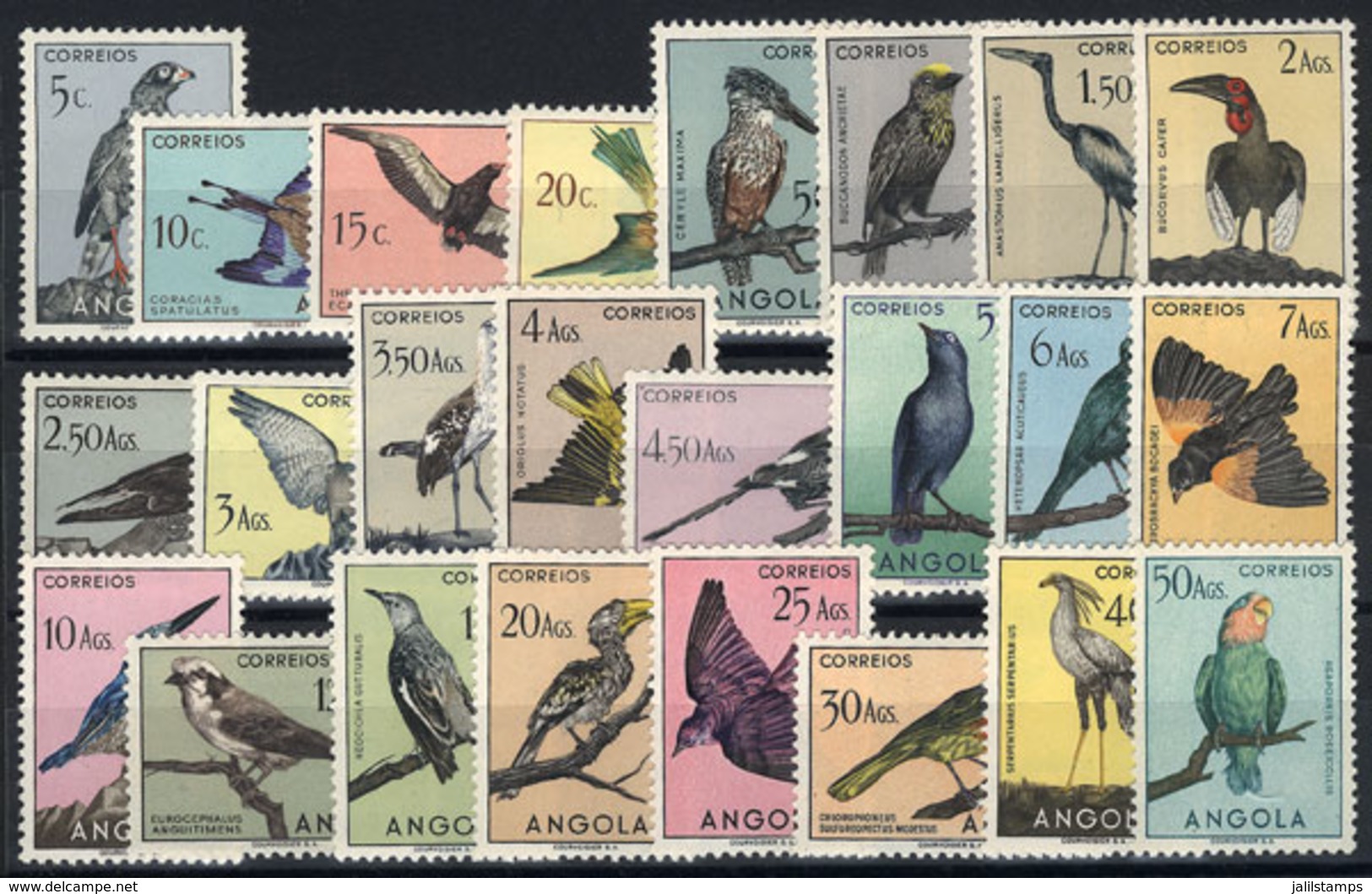 ANGOLA: Sc.333/356, 1951 Birds, Complete Set Of 24 Values, MNH, Fresh And Excellent (Sc.348/9 With Hinge Mark, The Rest  - Angola