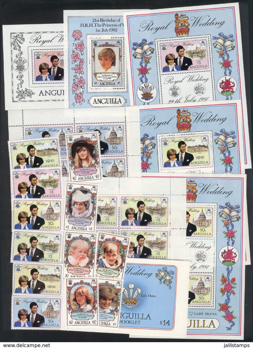 ANGUILLA: LADY DI: Lot Of Modern Sets, Souvenir Sheets And Booklet, MNH And Of Excellent Quality! - Anguilla (1968-...)