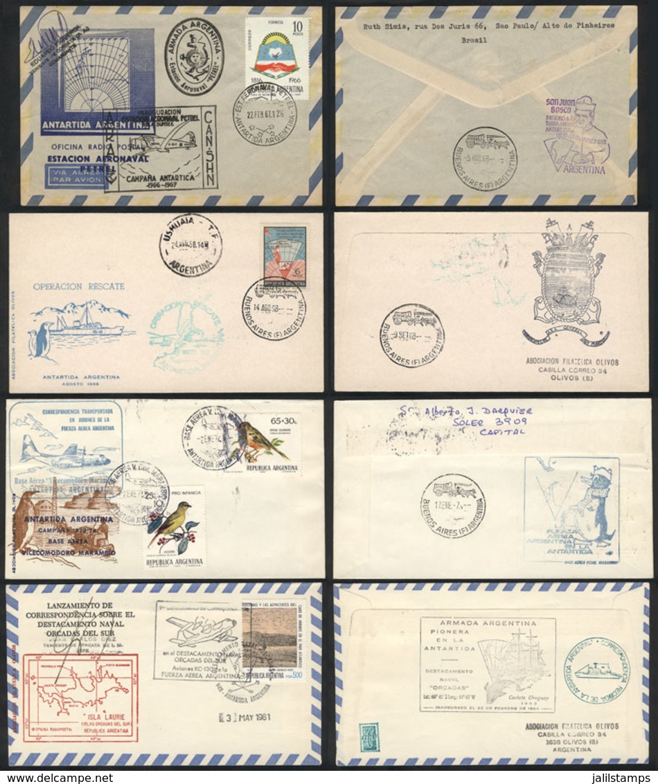 ARGENTINE ANTARCTICA: 19 Covers Or Cards Flown Between Different Cities Of Argentina And Various Antarctic Bases, Severa - Other & Unclassified