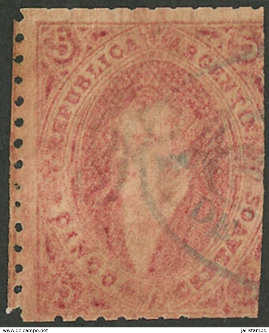 ARGENTINA: GJ.20b+i, 3rd Printing, With Combined Varieties: Very Notable Ribbed Paper And Partial Double Impression (bot - Unused Stamps