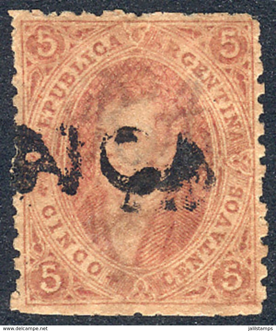 ARGENTINA: GJ.20m, 3rd Printing, In Interesting Terra-cota Chocolate Color, With VARIETY: Bottom Right Angle Incomplete, - Ungebraucht