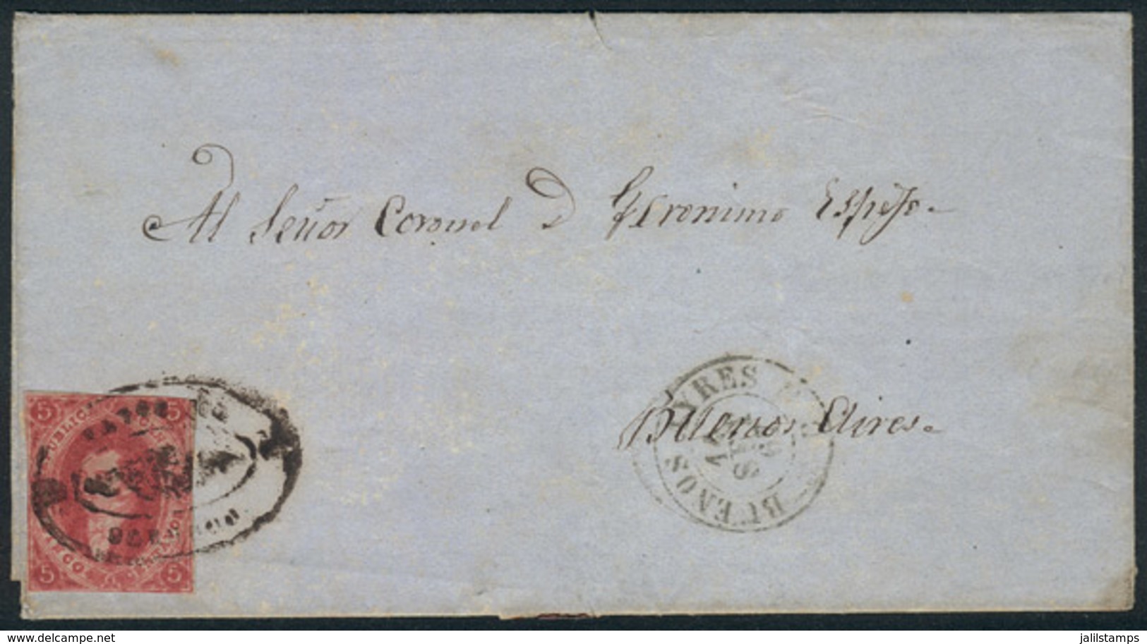 ARGENTINA: GJ.26, 5th Printing, Franking A Folded Cover, With "rococo" Cancel Of SALTA (+100%) And Arrival Datestamp Of  - Ongebruikt