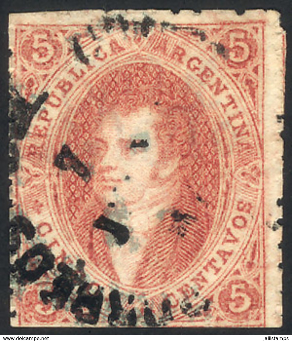 ARGENTINA: GJ.28, 6th Printing Perforated, With Rimless Datestamp Of CORRIENTES (+100%), VF! - Neufs