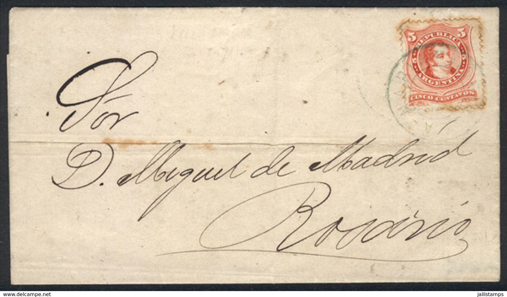 ARGENTINA: GJ.38, Franking A Complete Folded Letter To Rosario, Dated 28/JA/1871, With Double Circle VILLA MARÍA (Córdob - Autres & Non Classés