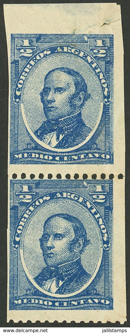 ARGENTINA: GJ.80, IMPERFORATE Vertical Pair, Mint Without Gum, One With Minor Fault, Rare! - Andere & Zonder Classificatie