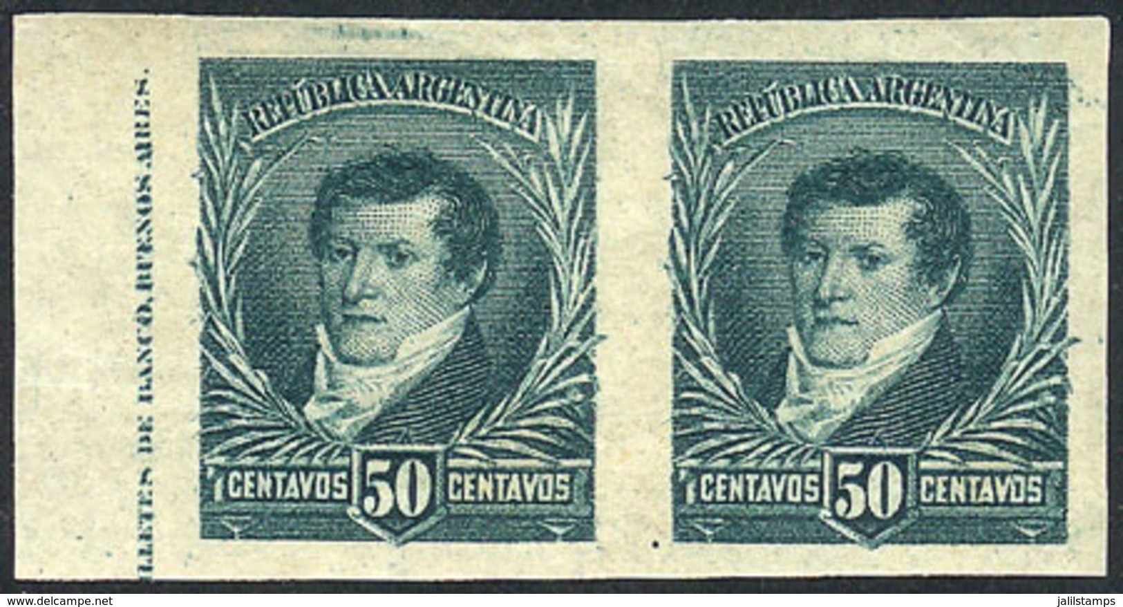 ARGENTINA: GJ.147P, Rare IMPERFORATE PAIR, Mint, VF Quality! - Otros & Sin Clasificación