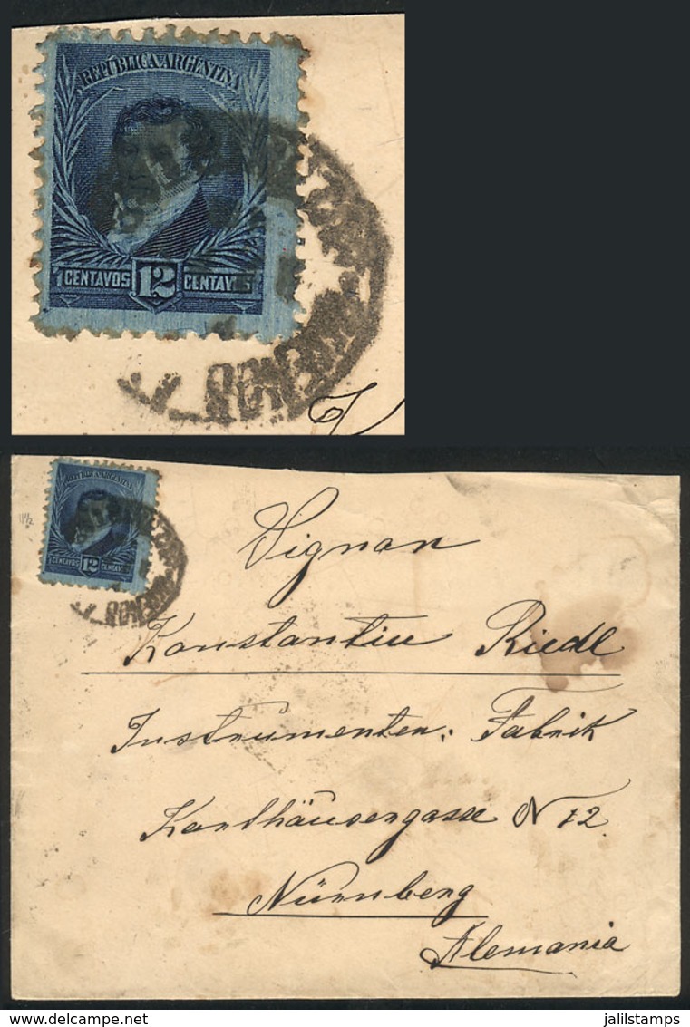 ARGENTINA: GJ.180, With Notable BLUISH PAPER Variety (printed With Large Excess Ink That Even Dyed The Paper!), Franking - Otros & Sin Clasificación