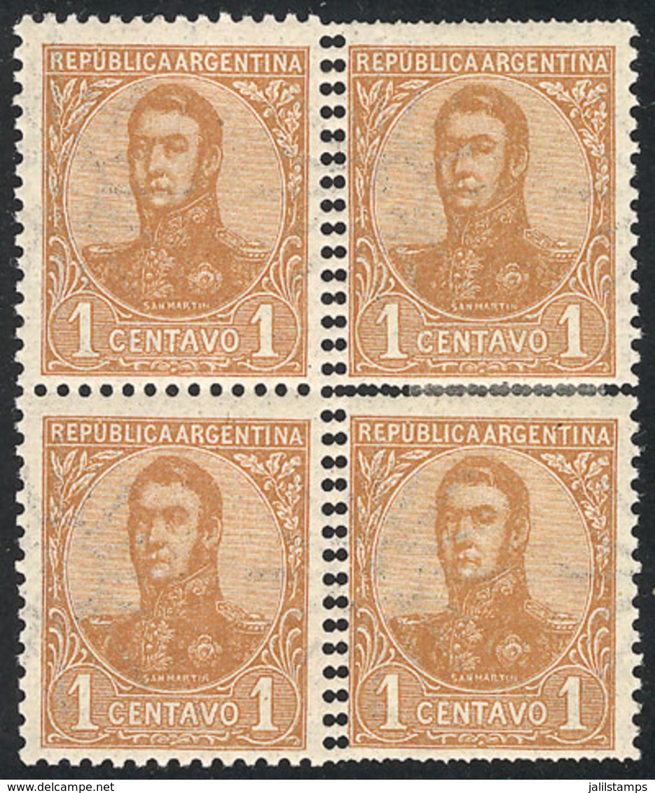 ARGENTINA: GJ.276, Block Of 4, The Right Stamps With DOUBLE PERFORATION, Spectacular! - Sonstige & Ohne Zuordnung