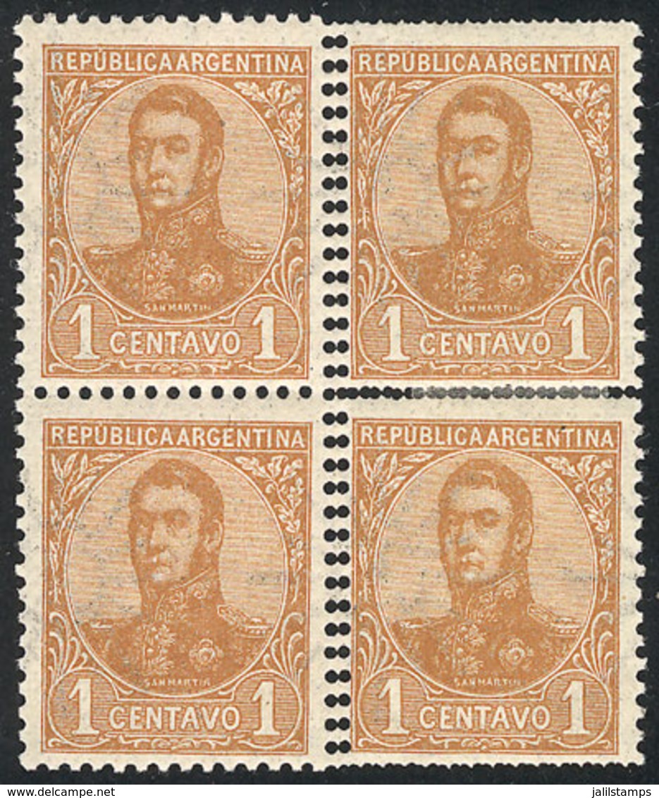 ARGENTINA: GJ.276, Block Of 4, The Right Stamps With DOUBLE PERFORATION, Spectacular! - Otros & Sin Clasificación