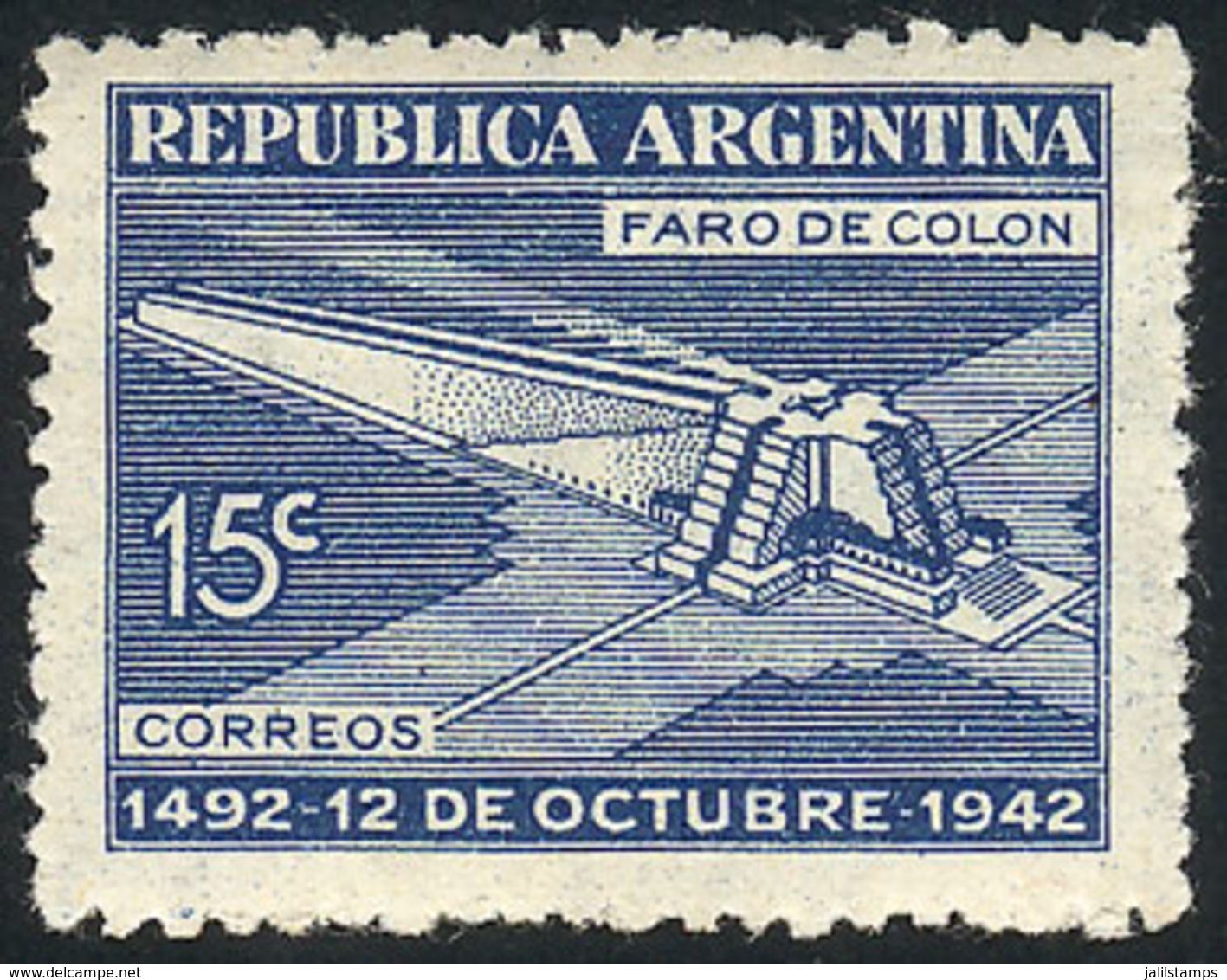 ARGENTINA: GJ.867, Columbus Lighthouse, With WAVY Rays Watermark, VF Quality! - Other & Unclassified