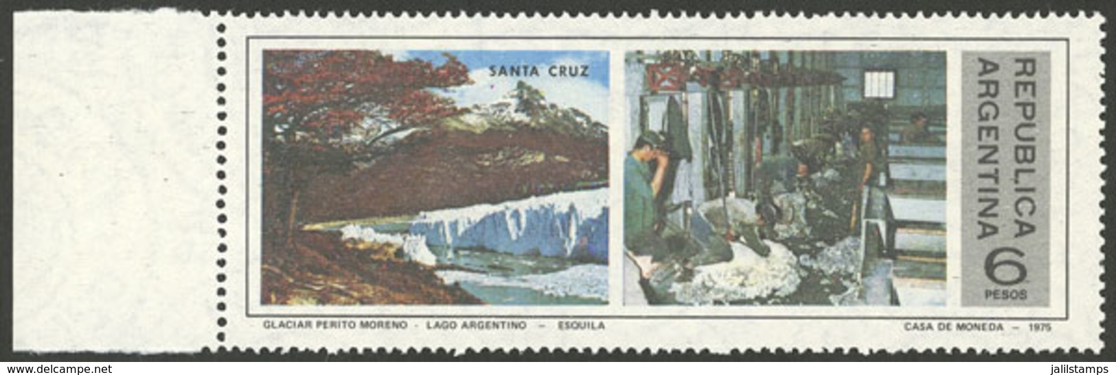 ARGENTINA: GREAT FIND: GJ.1708N, 1975 Province Of Santa Cruz (sheep Shearing, Lago Argentino And Perito Moreno Glacier)  - Other & Unclassified