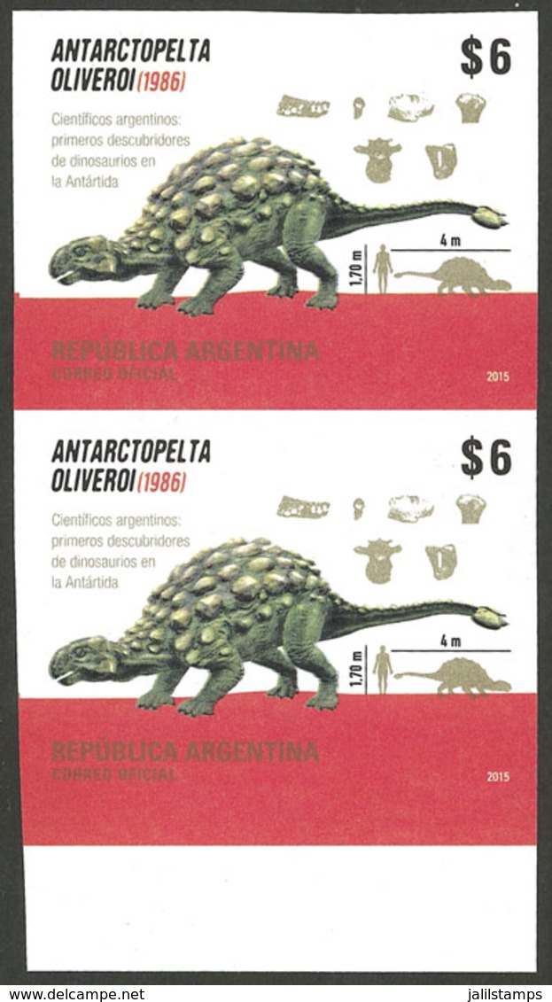 ARGENTINA: GJ.4079P, 2015 Dinosaurs In Antarctica, IMPERFORATE PAIR, VF Quality! - Altri & Non Classificati