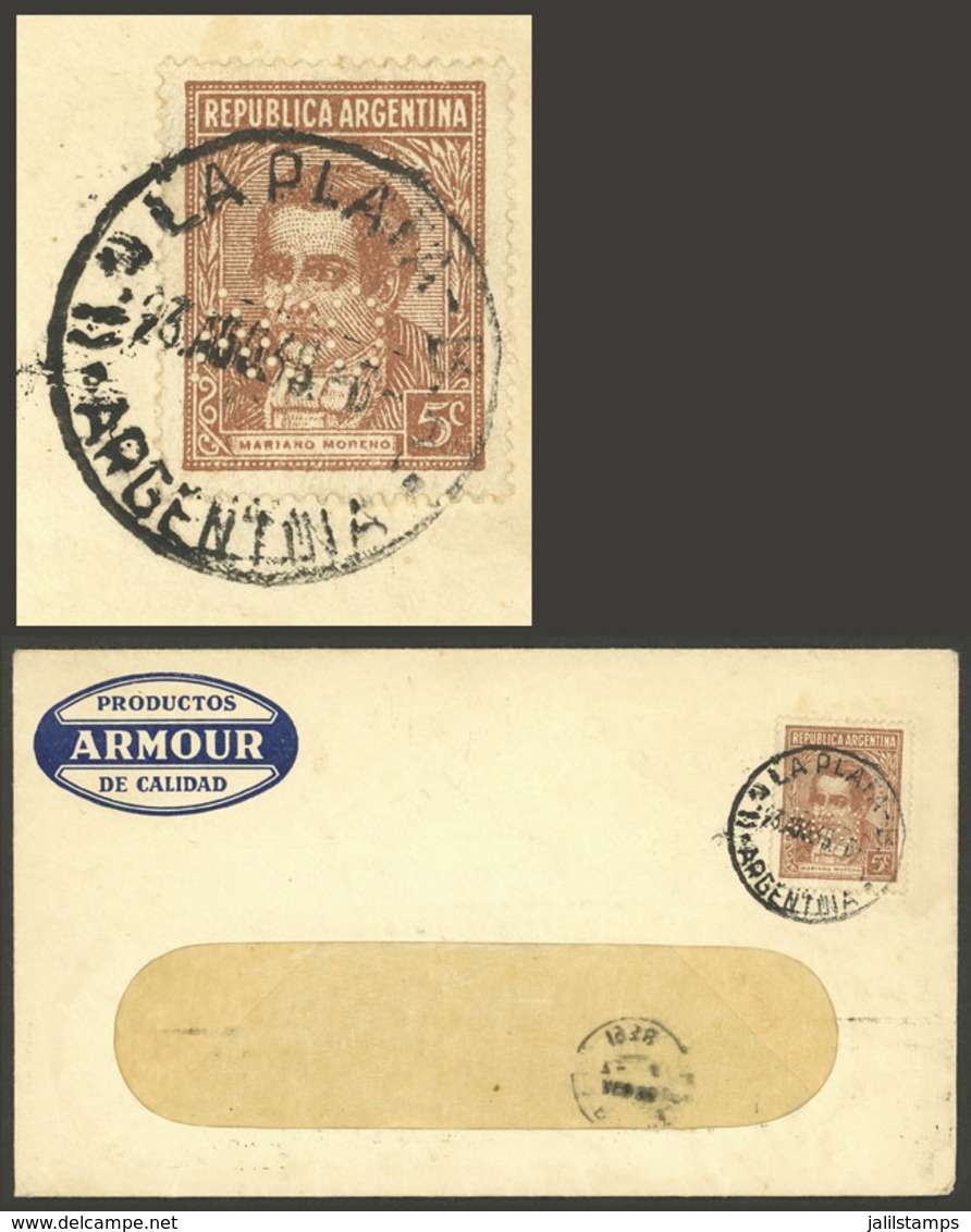 ARGENTINA: Cover Used On 1/DE/1938, Franked With 5c. Moreno Typographed With "ACO" Perfin, VF Quality" - Ganzsachen