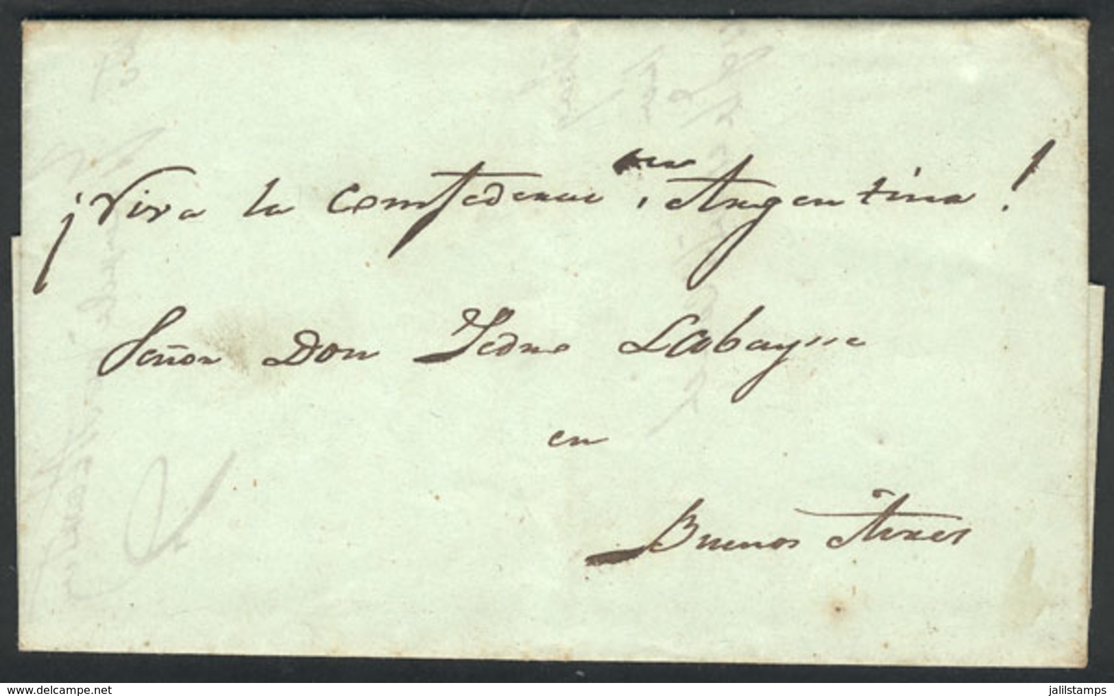 ARGENTINA: Entire Letter Sent From SANTIAGO DEL ESTERO To Buenos Aires On 8/MAR/1848 Without Postal Markings, Inscribed  - Otros & Sin Clasificación