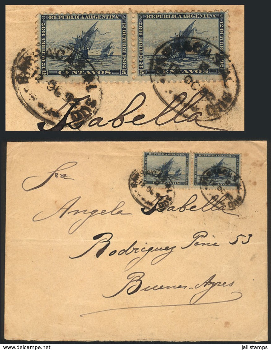 ARGENTINA: Cover Franked By GJ.136 Pair, With Oval BARRACAS AL SUD Cancel (rare!!), Sent To Buenos Aires On 12/OC/1892 ( - Other & Unclassified