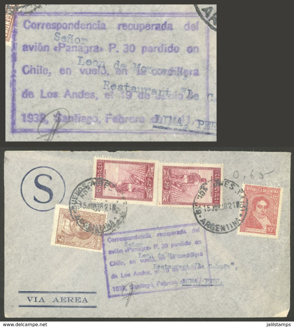 ARGENTINA: CRASH COVER: Airmail Cover Sent From Buenos Aires To Peru, The Flight Crashed In The Andes Mountains On 19/JU - Other & Unclassified