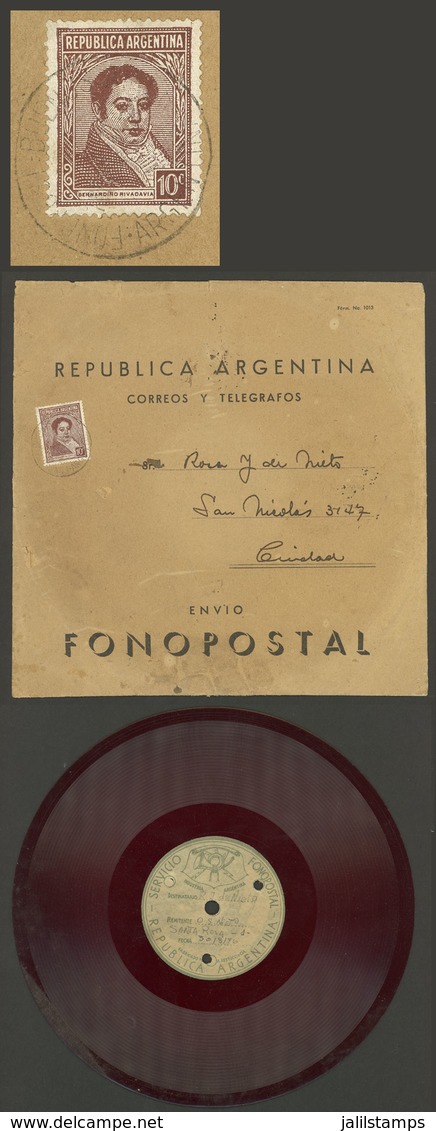 ARGENTINA: Rare FONOPOST: Cover (with Fonopost Record Included) Used In Buenos Aires In JA/1944, Franked With 10c. And C - Autres & Non Classés