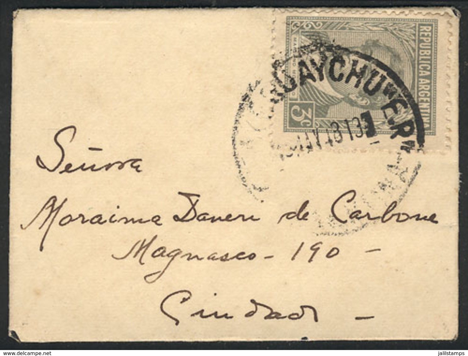 ARGENTINA: Small Cover (it Contained A Personal Card) Used In Gualeguaychú In MAY/948 Franked With 3c. (Moreno 3c. Gray) - Autres & Non Classés