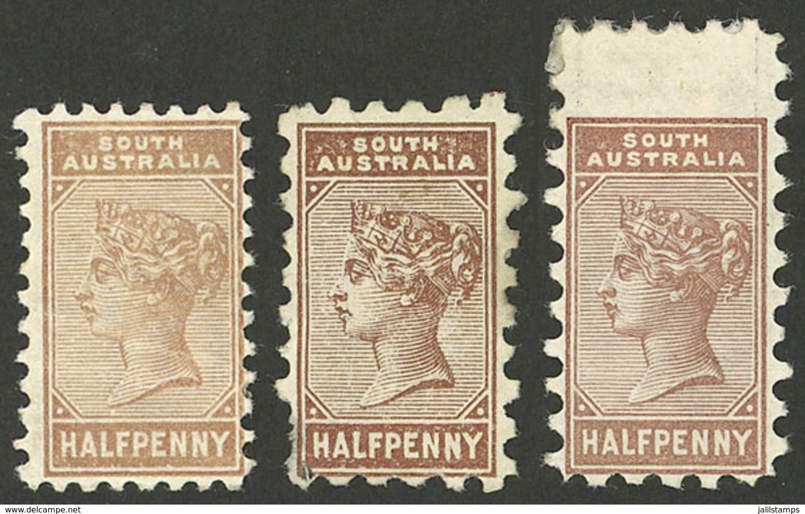 AUSTRALIA: Sc.76 + 76a + 76b, 1883/93 ½p., The 3 Colors, Mint Original Gum, VF! - Other & Unclassified