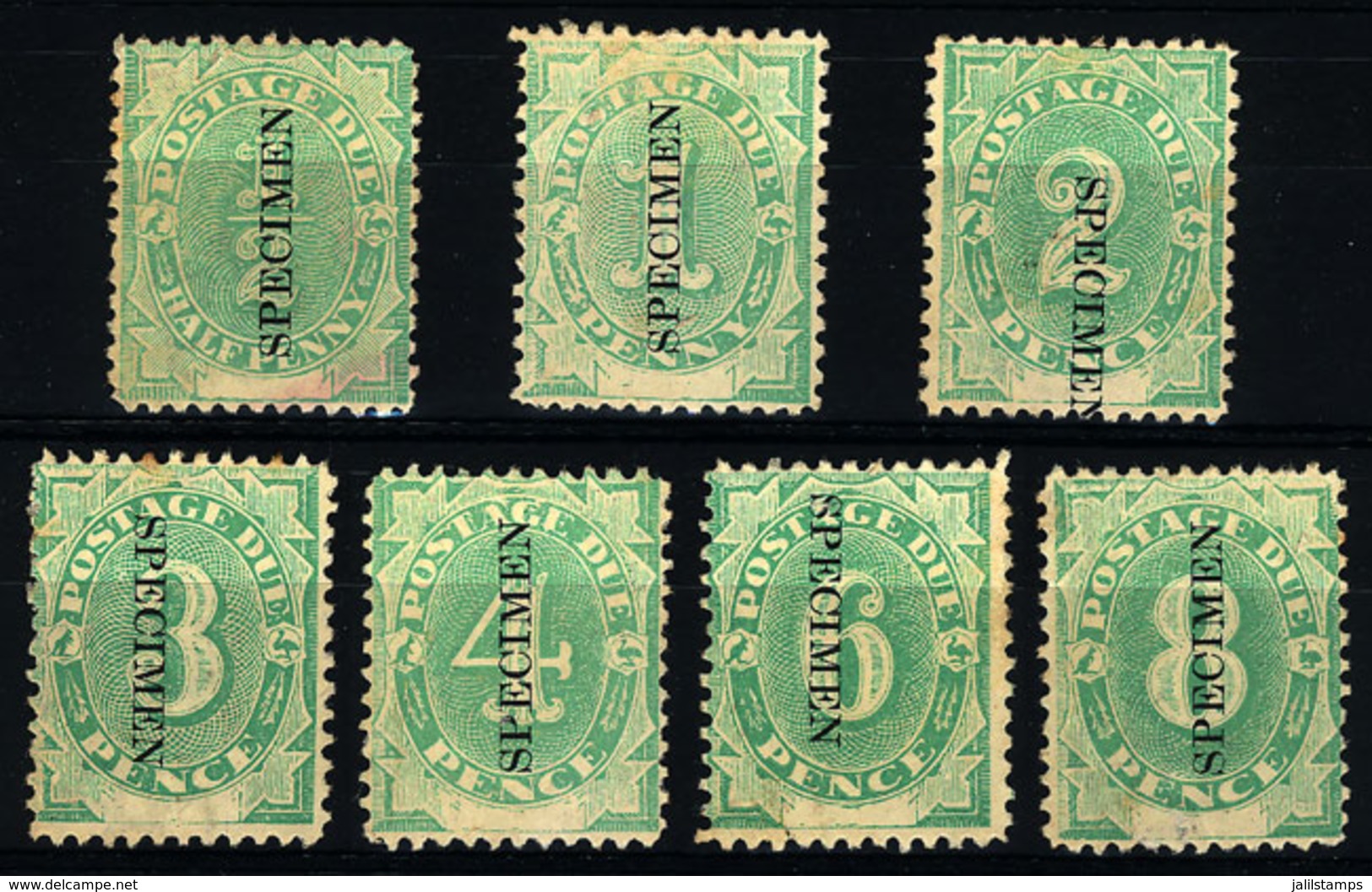 AUSTRALIA: Sc.J1/J7, 1902 ½p. To 8p., The First 7 Values Of The Set Of 8, All With SPECIMEN Overprint, Mint No Gum, VF Q - Sonstige & Ohne Zuordnung