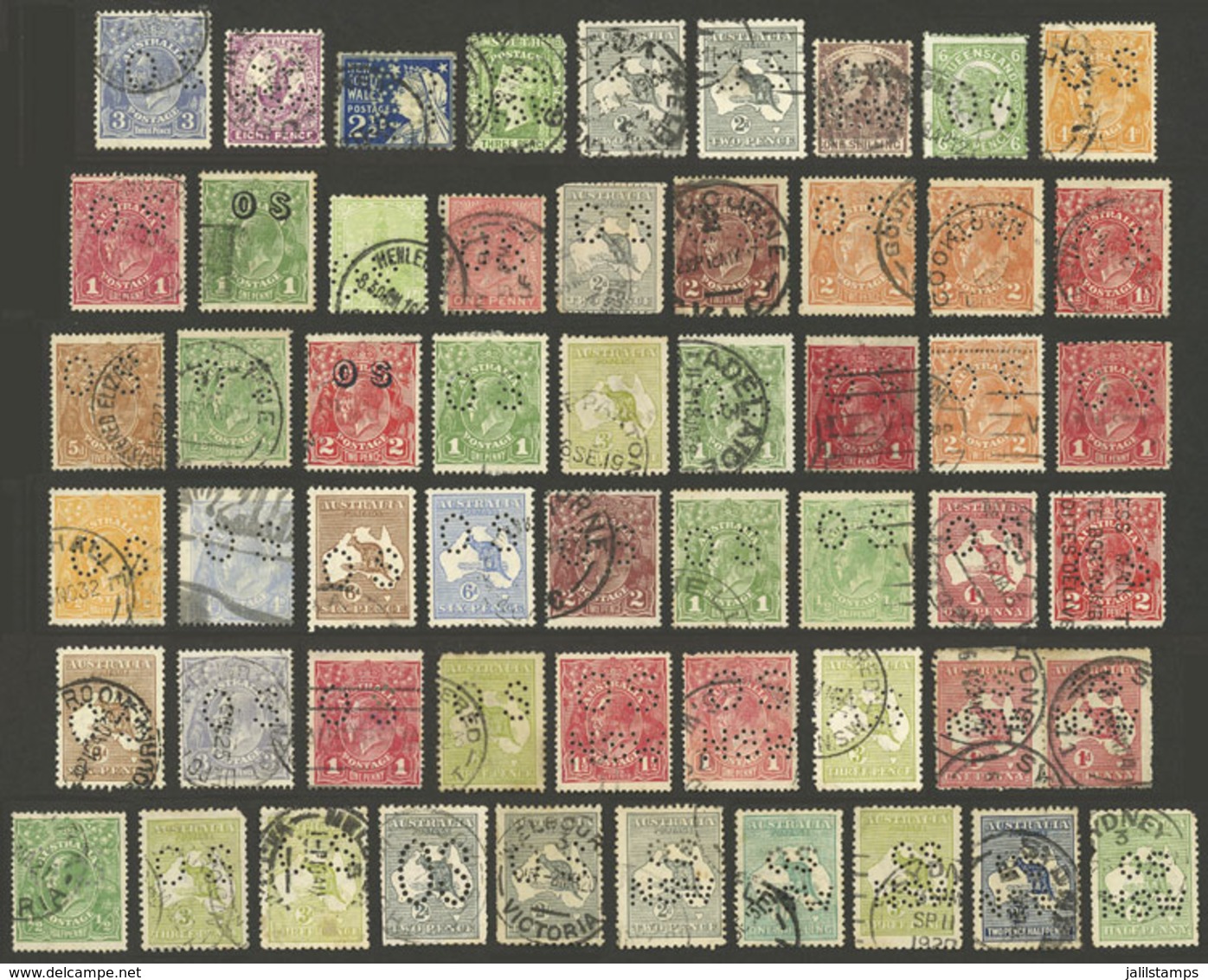 AUSTRALIA: Group Of Old Stamps, Most With OS Perfin, The General Quality Is Fine To Very Fine, Interesting! - Other & Unclassified