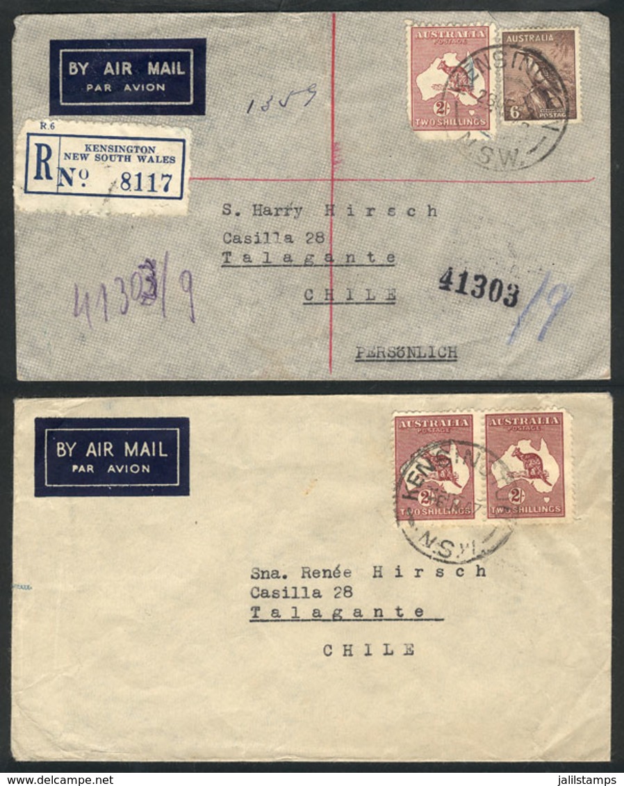 AUSTRALIA: 2 Airmail Covers Sent From Sydney To Chile On 6/JA And 28/JUN/1947, The Latter Registered, Fine Quality, Inte - Other & Unclassified