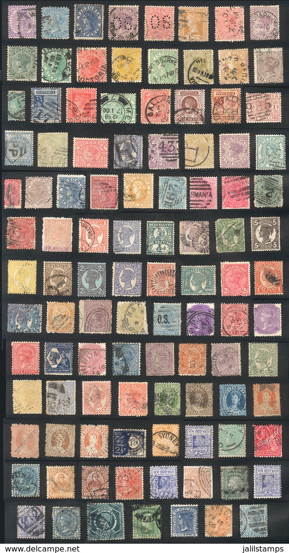 AUSTRALIA: AUSTRALIAN STATES: Lot Of Old Stamps, Used Or Mint (without Gum, Or With Gum And Lightly Hinged), Most Of Fin - Autres & Non Classés