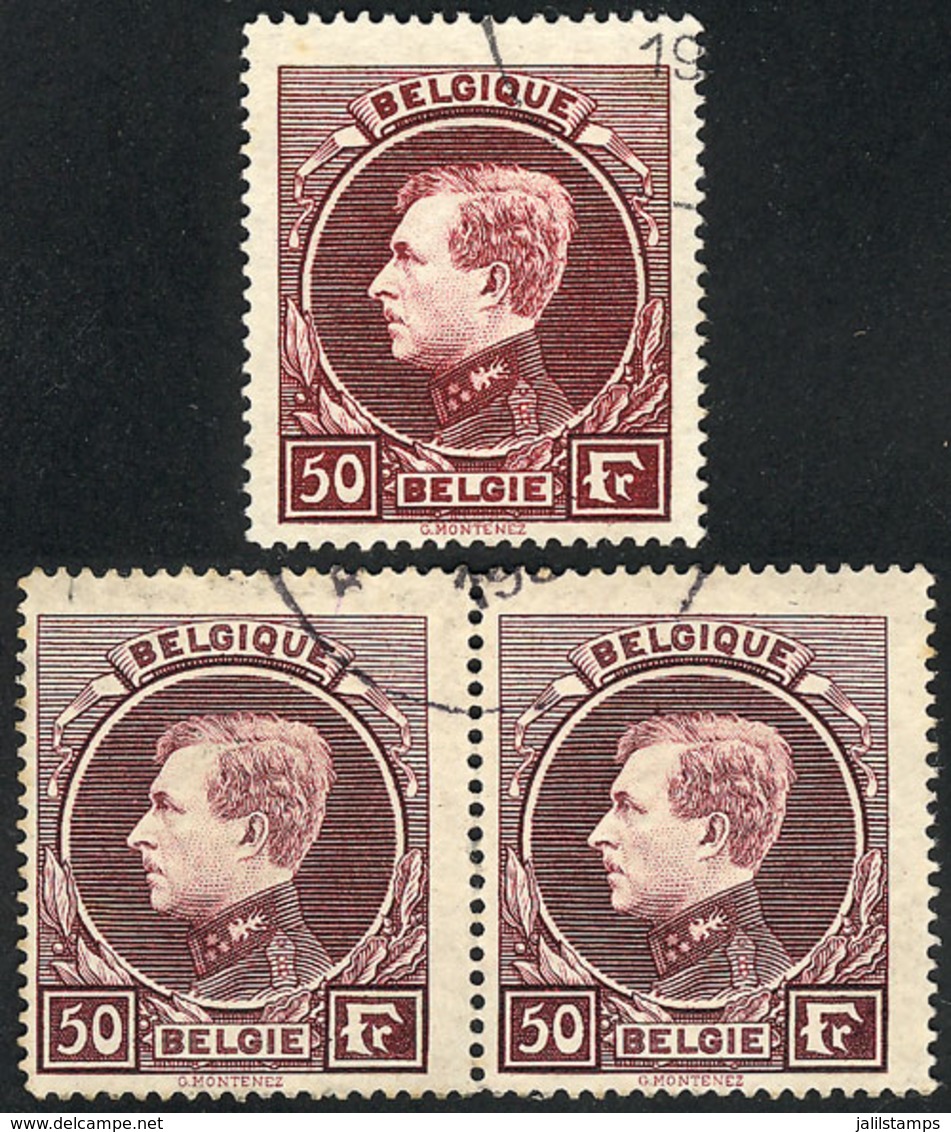 BELGIUM: Sc.214, Pair + Single, Used, Very Fine Quality, Different Shades! - Otros & Sin Clasificación