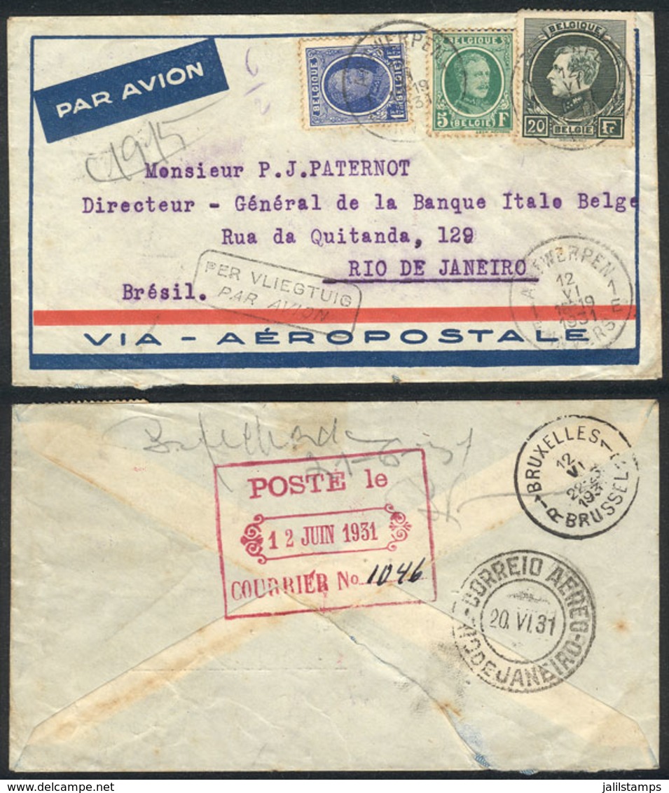 BELGIUM: Airmail Cover Franked With 26.75Fr. (Sc.213 + Other Values), Sent From Antwerpen To Rio De Janeiro (Brazil) On  - Otros & Sin Clasificación