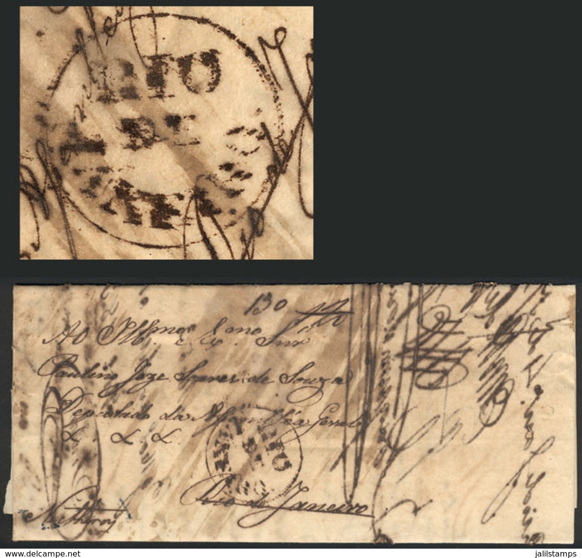BRAZIL: Entire Letter Of 23/AU/1839 With Circular "RIO DE JANEIRO" Mark, Interesting, Low Start!" - Other & Unclassified