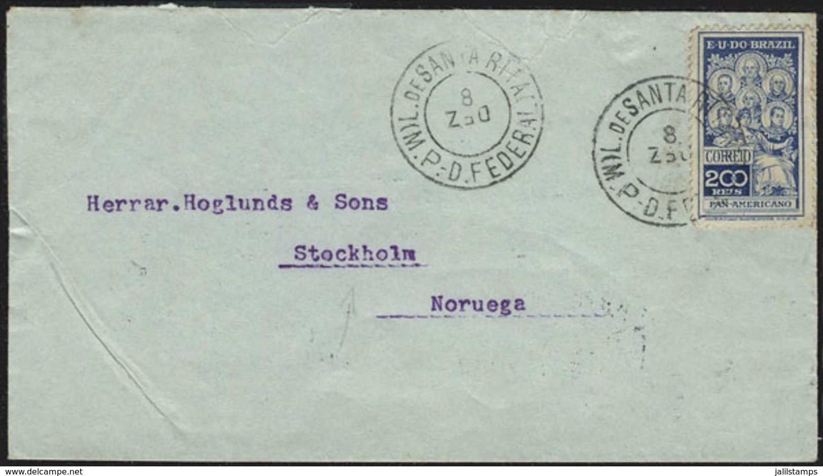 BRAZIL: Cover Franked By RHM.C-9 ALONE, Sent From Rio (L. De Santa Rita) To Norway On 8/DE/1910 (unusual Destination!),  - Andere & Zonder Classificatie