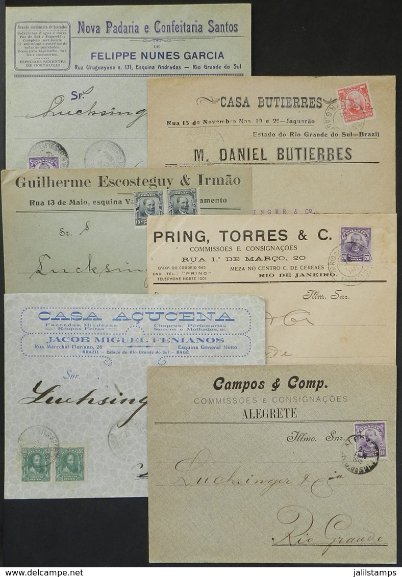 BRAZIL: 6 Covers Used In 1915/6, All With Very Nice Commercial Corner Cards, Excellent Quality! - Autres & Non Classés