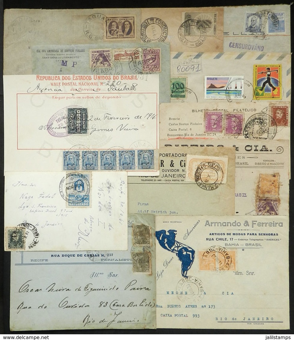 BRAZIL: Lot Of 11 Covers, Cards, Etc. + 1 Front Of Cover Posted Between 1916 And 1974, Some Very Interesting With Good P - Autres & Non Classés