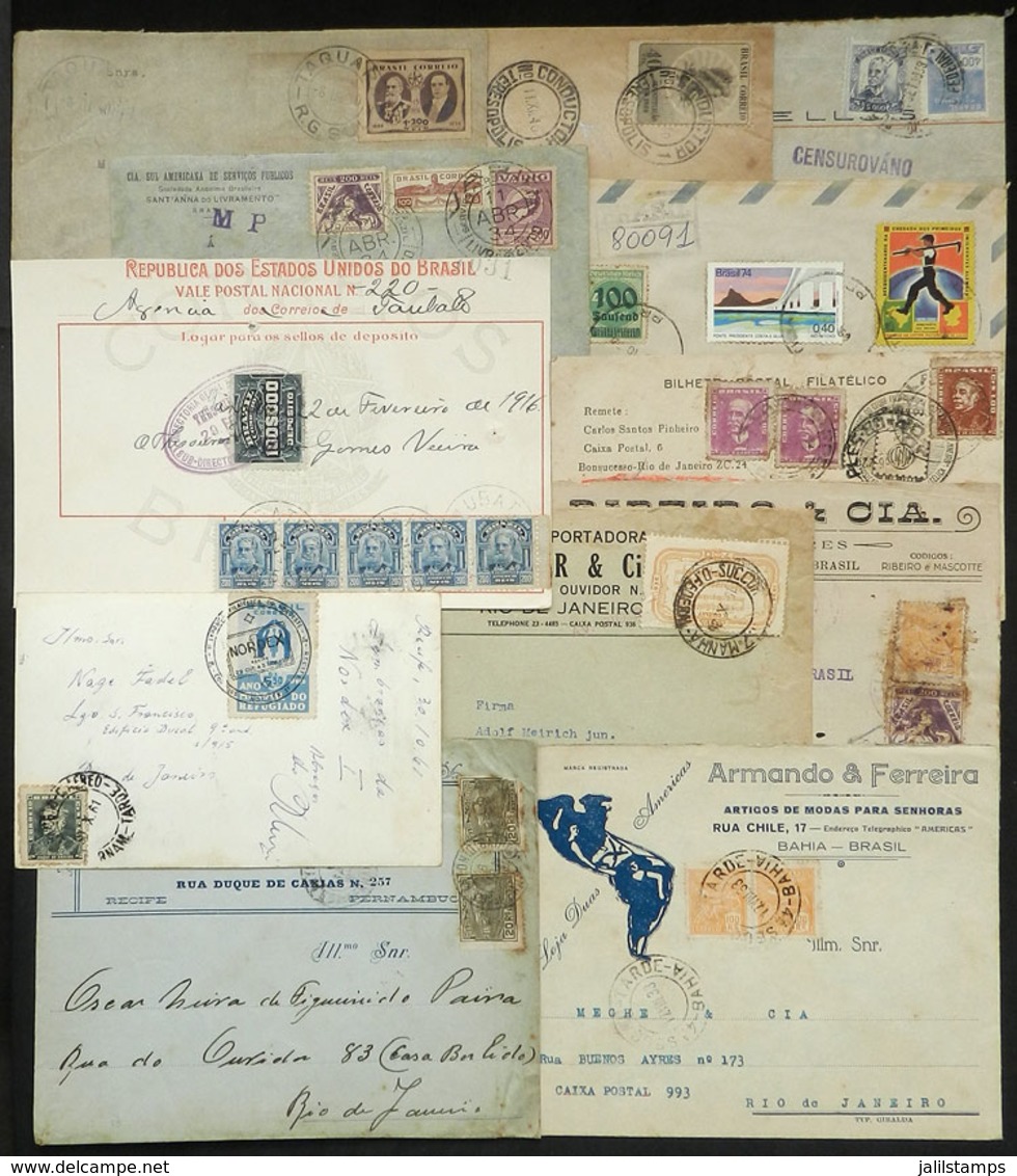 BRAZIL: Lot Of 11 Covers, Cards, Etc. + 1 Front Of Cover Posted Between 1916 And 1974, Some Very Interesting With Good P - Andere & Zonder Classificatie