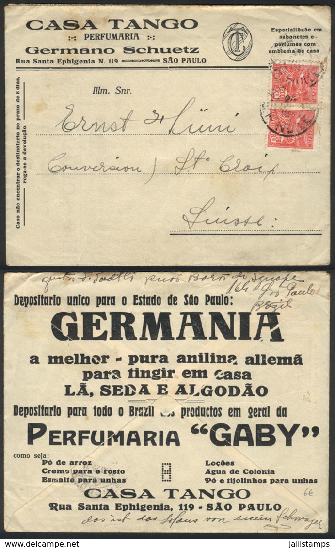 BRAZIL: Cover With Fantastic Printed Advertising: DRUG STORE, PERFUMERY, Etc., Sent From Campinas To Switzerland On 10/D - Other & Unclassified